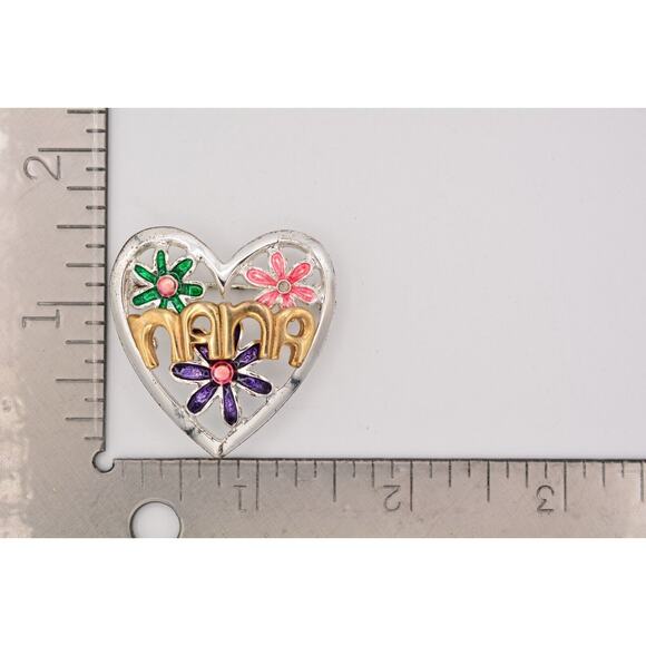 TC Vintage NANA Pin Brooch Floral Heart Grandma Grandmother Enamel Signed BinBA - Picture 12 of 12